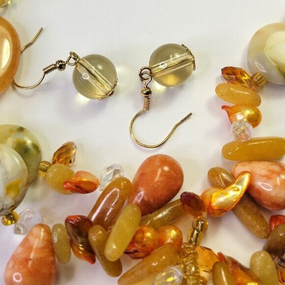 Yellow and Brown Necklace with Earrings - Picture 7 of 8